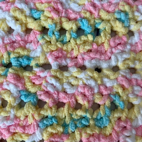 Handmade Crochet Chenille Baby Blanket - Picture 3 of 5